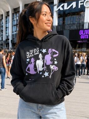 Olivia Rodrigo GUTS World Tour Hoodie Sweats Black Spill Ur Guts Concert MerchXL